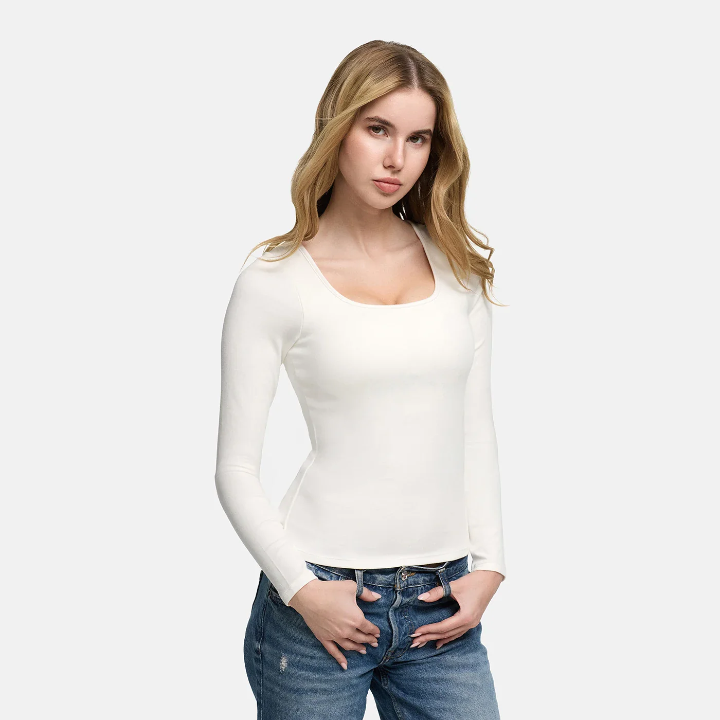 Cotton Longsleeve with Built-In Push-Up Bra - Image 3