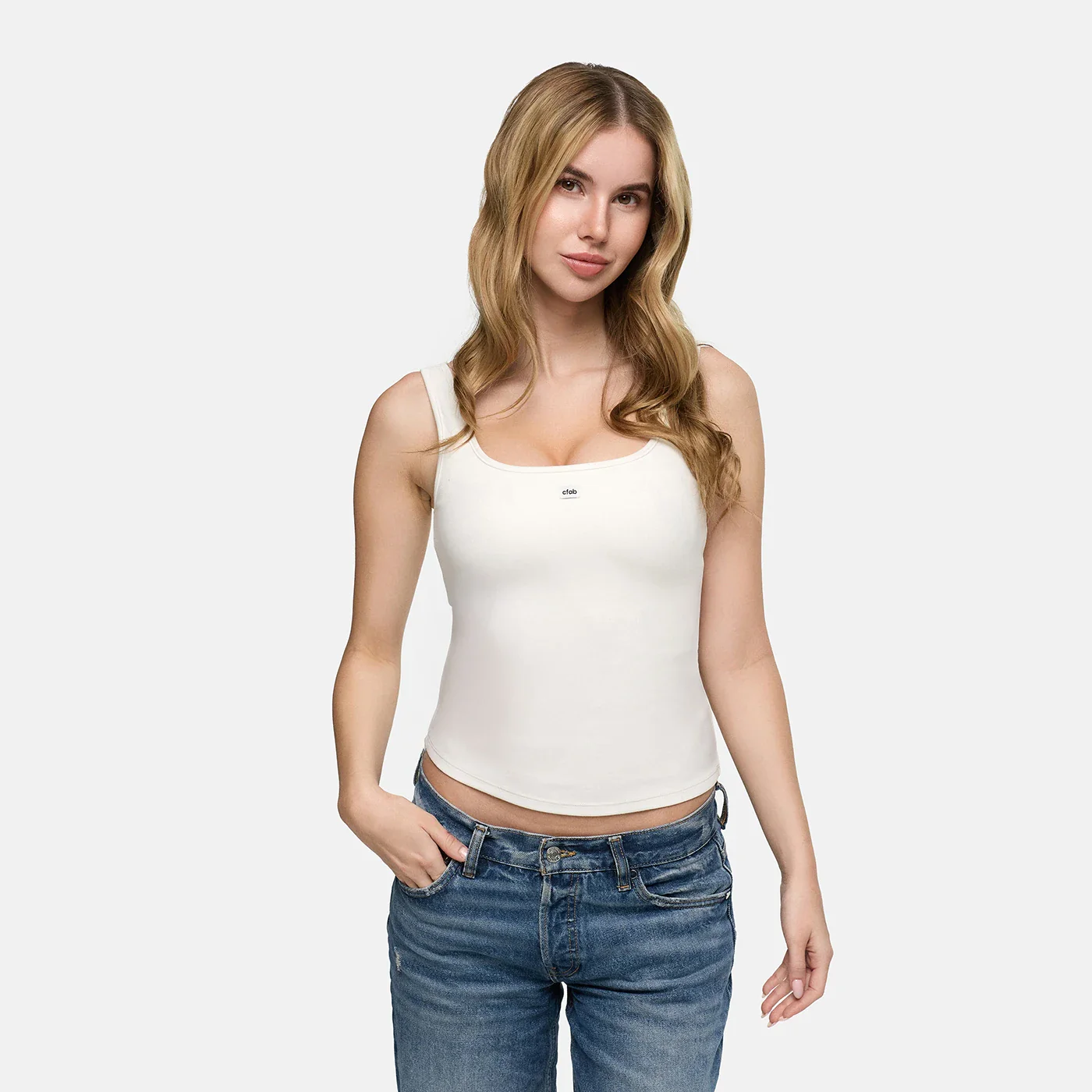 Cotton Tank with Built-In Push-Up Bra - Image 3