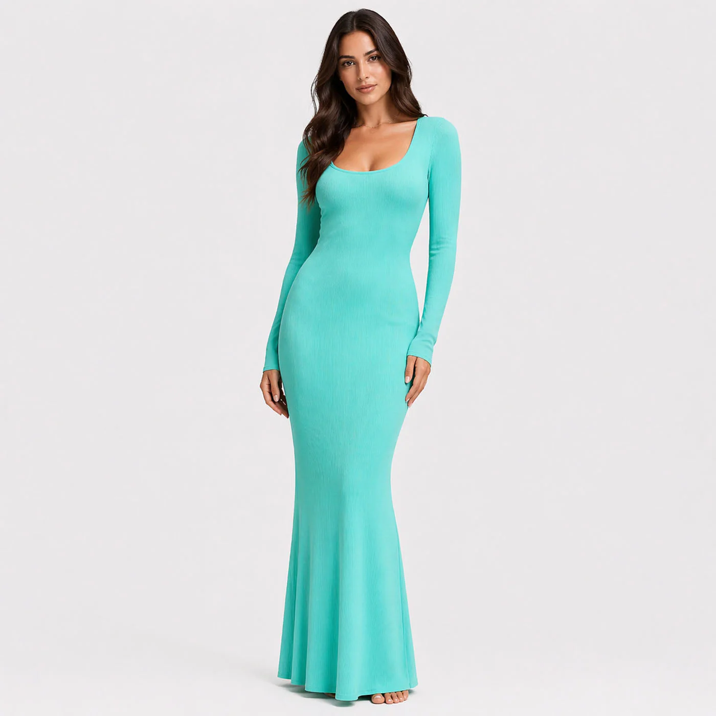 Ribbed Long Sleeve Maxikleid - Image 24