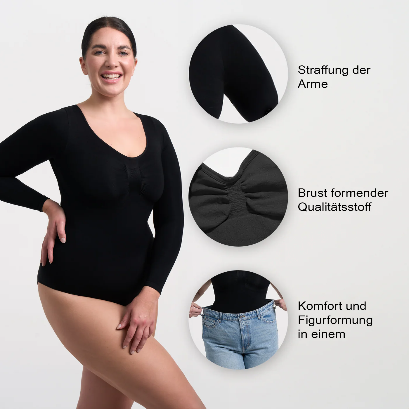 Bodysuit Sculpting Shapewear Longsleeve mit String - Image 8